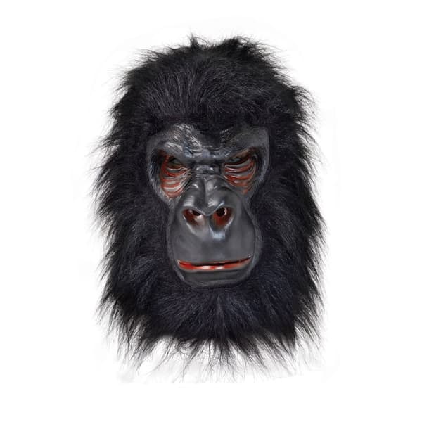 Bristol Novelty Unisex voksen latex gorilla maske med hår Black One Size
