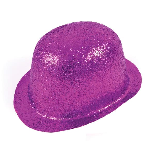 Bristol Novelty Unisex Voksne Glitter Plastic Bowler Cerise One Size