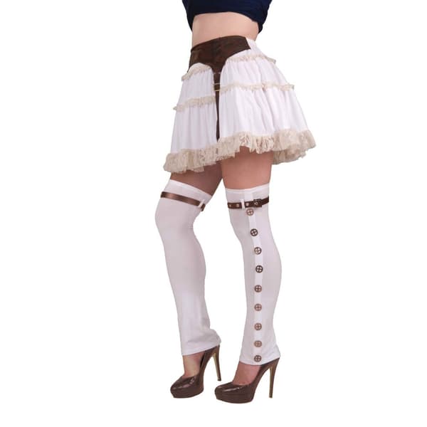 Bristol Novelty Womens/Ladies Steampunk Buckle Spats White One Size
