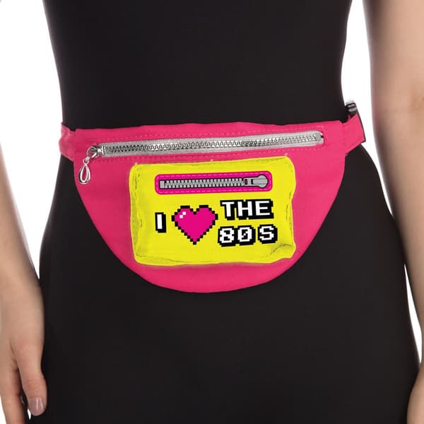 Bristol Novelty Unisex `I Love The 80s` Neon Bum Bag Pink/Yellow One Size