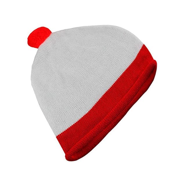 Bristol Novelty Vuxna Unisex Bobble Hat White/Red One Size
