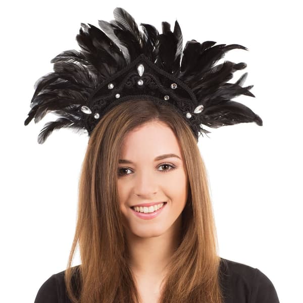Bristol Novelty Fjer Karneval Hovedbeklædning Black One Size