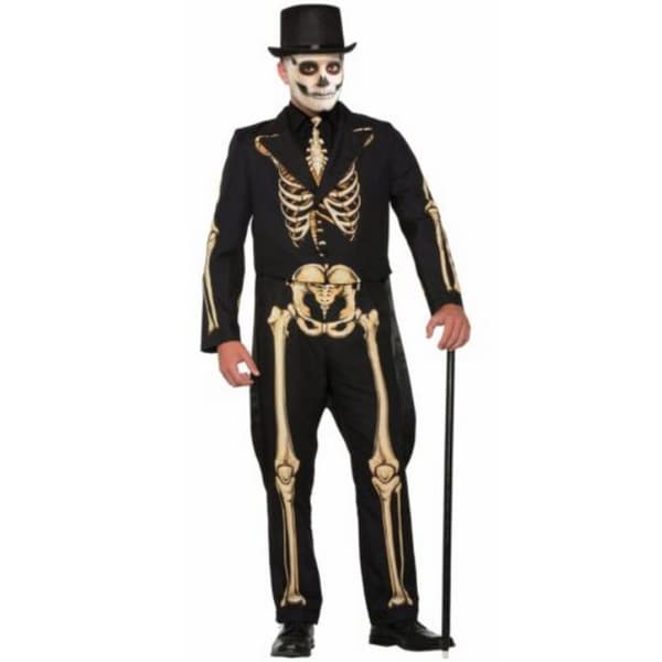 Bristol Novelty Mens Skeleton Formal Costume Black/White XL