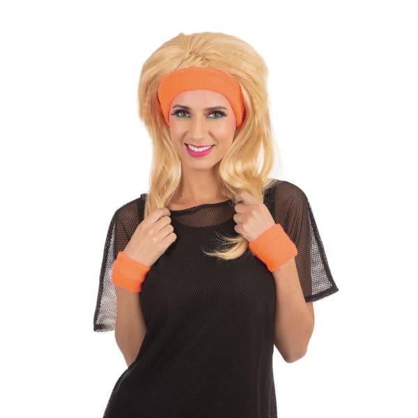 Bristol Novelty Unisex voksen 80s pandebånd Armbåndssæt til voksne Orange One Size