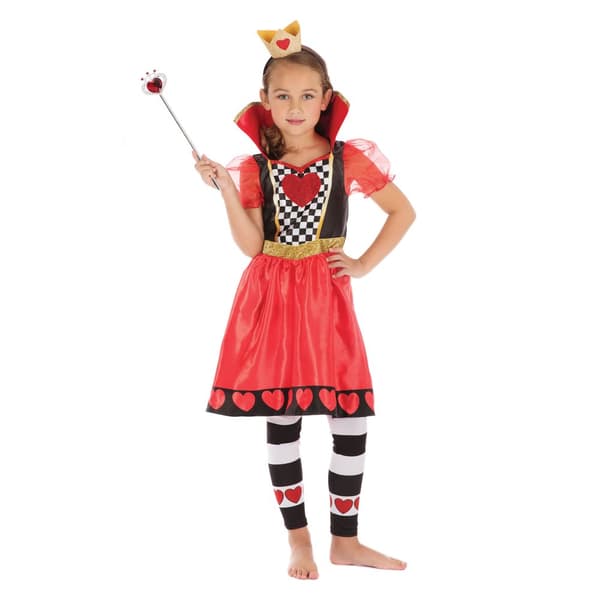 Bristol Novelty Childrens/Girls Queen Of Hearts Costume Red/Black/White XL