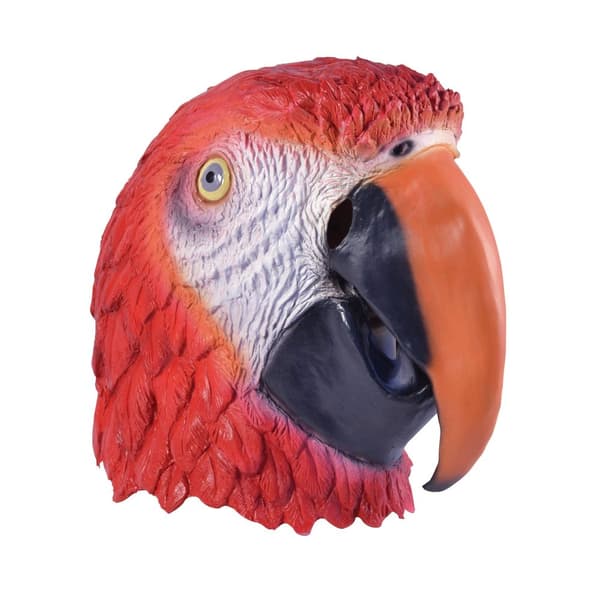 Bristol Novelty Unisex Parrot Rubber Head Mask Red/White/Black/Orange One Size