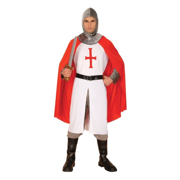 Bristol Novelty Unisex Adults Knight Crusader Costume Red/White/Silver/Black Standard