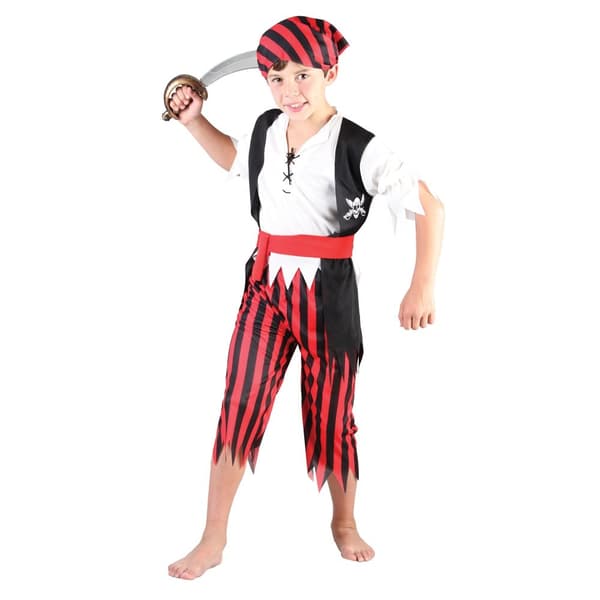 Bristol Novelty Boys Pirate Costume Red/Black/White S
