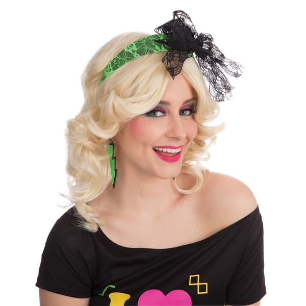 Bristol Novelty Unisex voksen 80'er blonde pandebånd med blonder