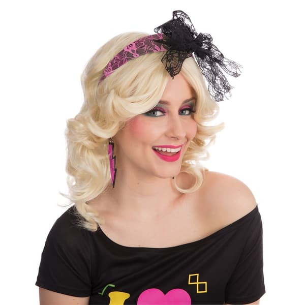 Bristol Novelty Unisex voksen 80'er blonde pandebånd med blonder