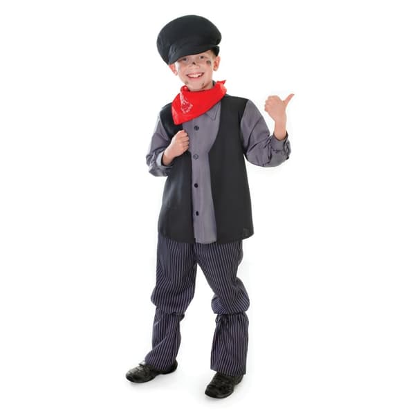 Bristol Novelty Childrens/Kids Chimney Sweep Costume Black/Grey/Red M
