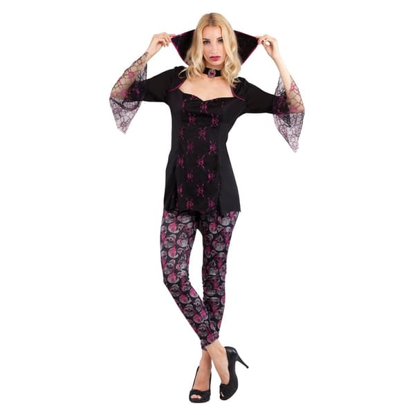 Bristol Novelty Womens/Ladies Skull Design Vampiress Costume Black/Purple/Grey 10-14 UK