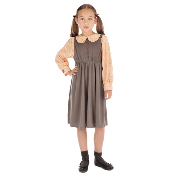 Bristol Novelty Girls Victorian Schoolgirl Costume Orange/Brown S