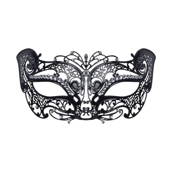 Bristol Novelty Unisex vuxna Filigree Jewel Metal Cat Mask Black One Size