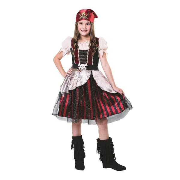 Bristol Novelty Piratklänning och bandana för tjejer Black/Red/Cream M