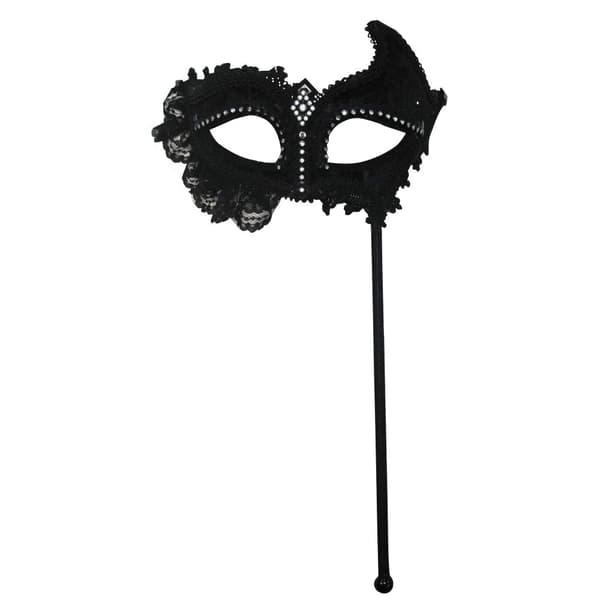 Bristol Novelty Unisex vuxen mask med spets på en pinne Black One Size
