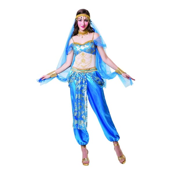 Bristol Novelty Womens/Ladies Harem Dancer Costume Blue/White/Gold One Size