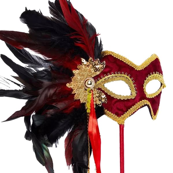 Bristol Novelty Womens/Ladies Stick Mask And Feathers