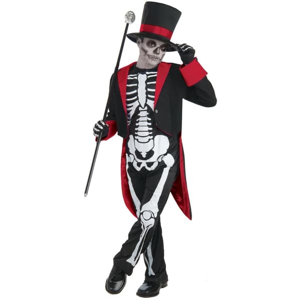 Bristol Novelty Childrens/Kids Mr Bone Jangles Halloween Costume Black/White/Red L