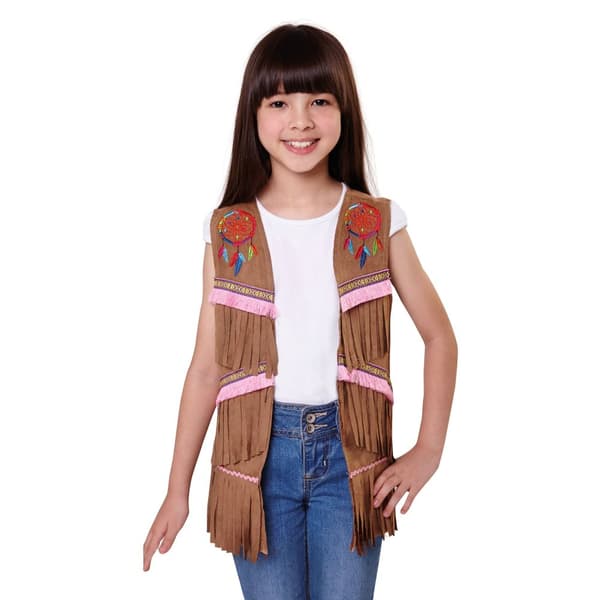 Bristol Novelty Girls Native American Style Waistcoat Brown S