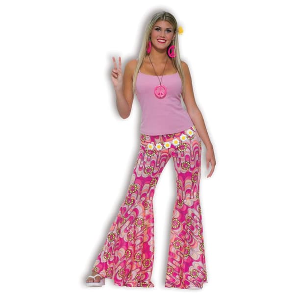 Bristol Novelty Kvinnor/Damer Flower Power Bell Bottom byxor Pink M