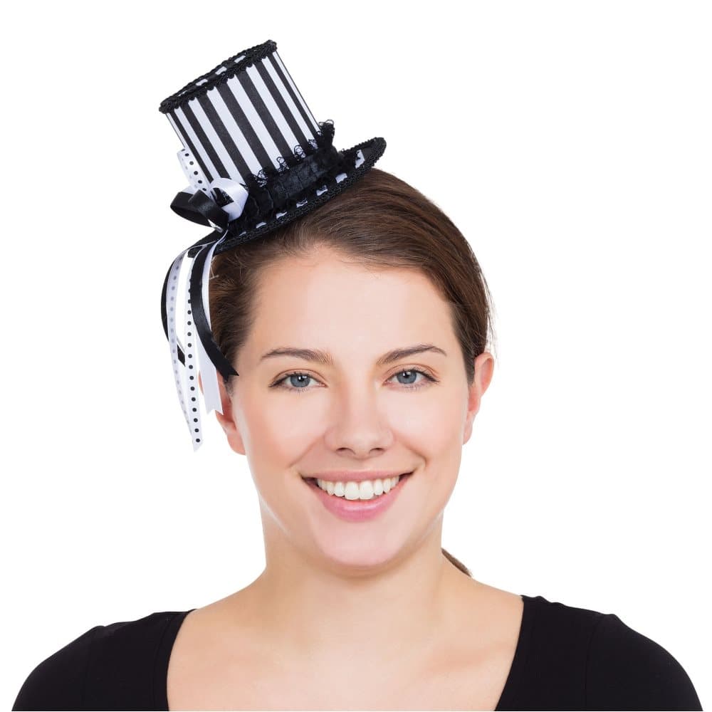 Bristol Novelty Kvinnor/Damer Harlequin Striped Mini Top Hat Accessory