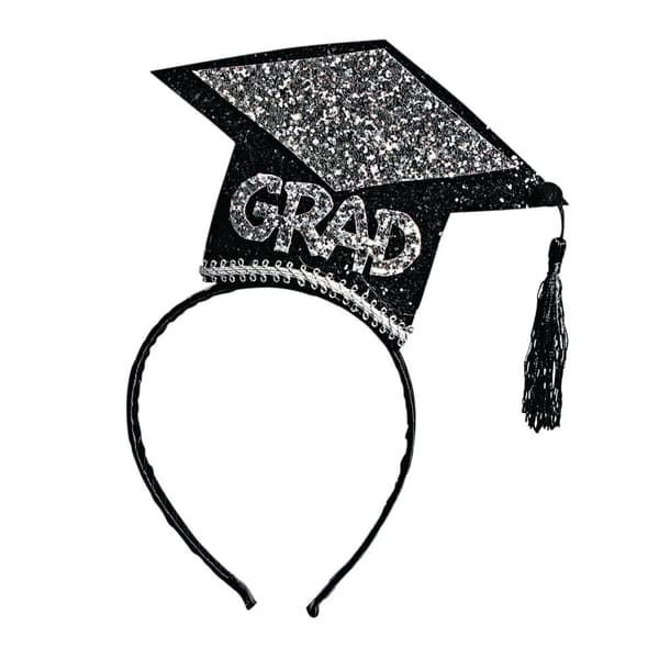 Bristol Novelty Unisex Adults Graduation Hat Headband Black/Silver One Size