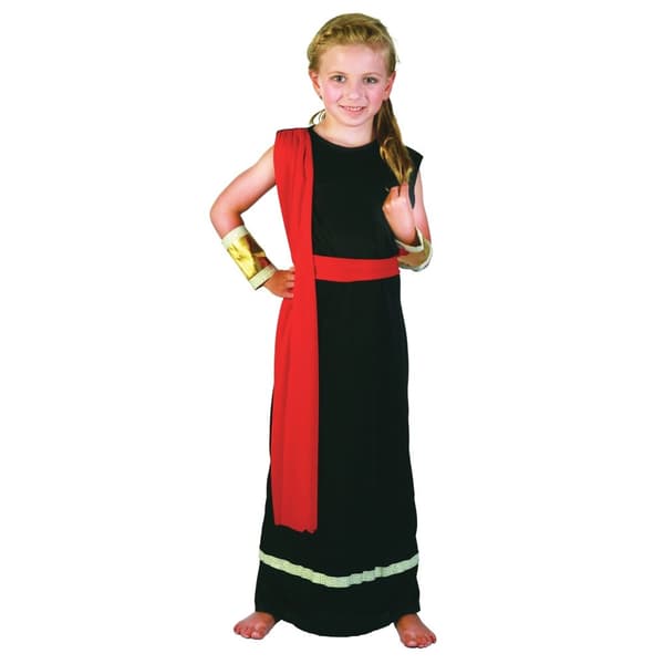 Bristol Novelty Childrens/Girls Roman Costume Black/Red/Gold XL