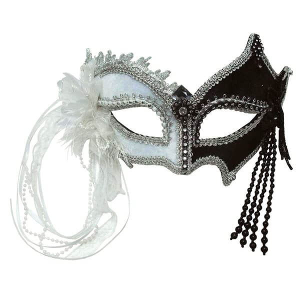 Bristol Novelty Sort/hvid øjenmaske med kvast White/Black One Size
