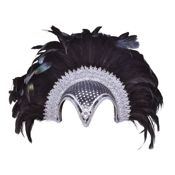 Bristol Novelty Kvinder/damer Jewel Plume Feather-hjelm Black/Silver One Size