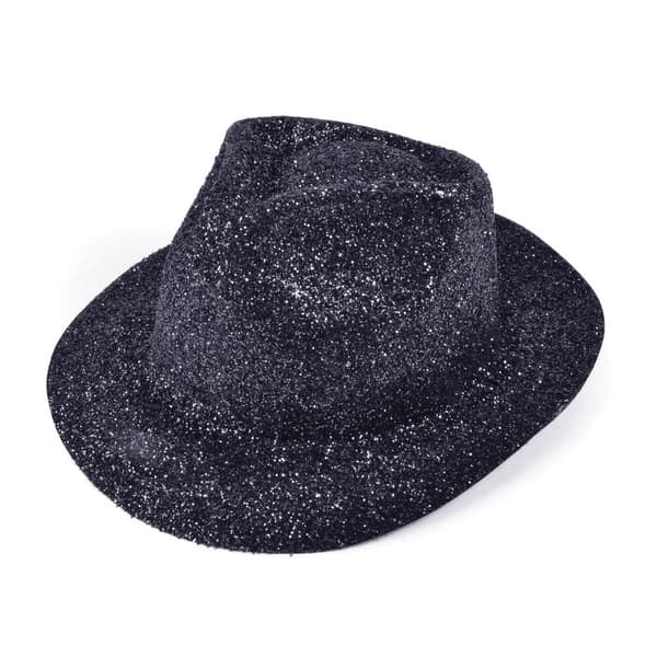 Bristol Novelty Unisex Glitter Trilby Hat Black One Size