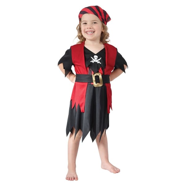 Bristol Novelty Girls Skull And Cutlasses Pirate Costume Black/Red/White 90-100cm