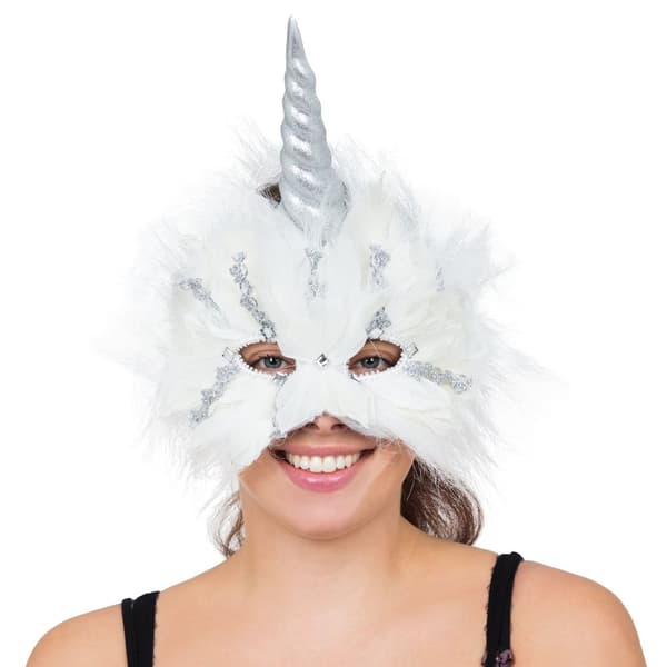Bristol Novelty Unisex Unicorn Mask White/Silver One Size