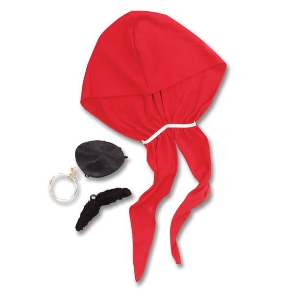 Bristol Novelty Pirate Fancy Dress Accessories Kit Red/Black/Gold One Size