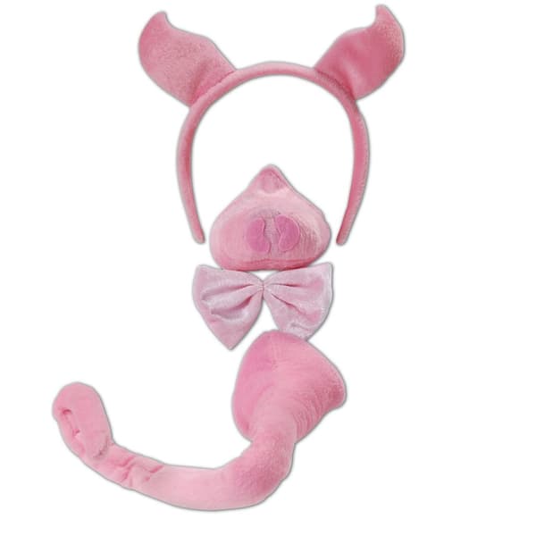 Bristol Novelty Unisex Pig Fancy Dress Accessories Set With Sound Pink One Size