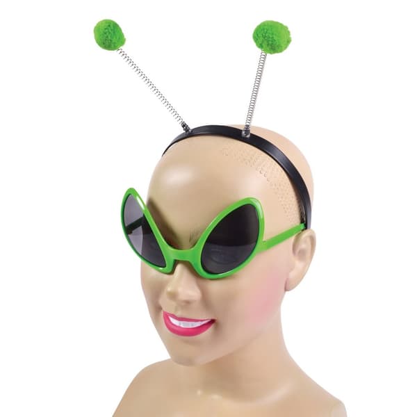 Bristol Novelty Unisex vuxen Alien pannband och glasögon set Green/Black One Size