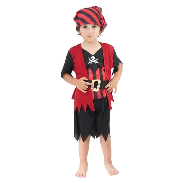 Bristol Novelty Pojkar Pirate Mate Kostym Black/Red One Size