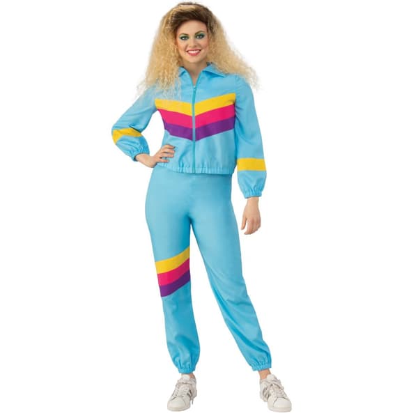 Bristol Novelty Womens/Ladies Shell Suit Costume Blue/Yellow/Pink/Purple M