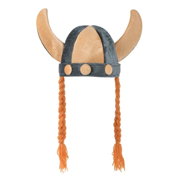 Bristol Novelty Unisex blød vikingehjelm med fletninger Beige/Grey/Ginger One Size