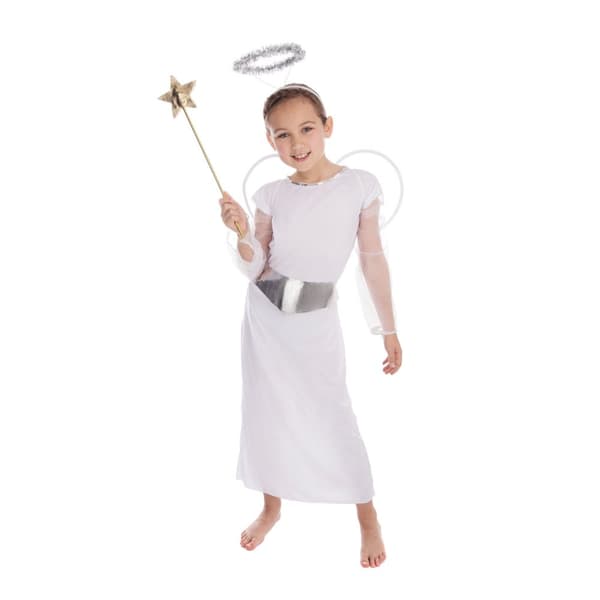 Bristol Novelty Childrens/Kids Christmas Angel Costume With Wings Belt And Halo White/Silver L