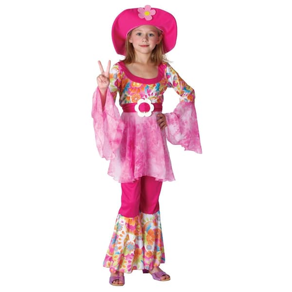 Bristol Novelty Hippy Diva kostume til piger Pink XL