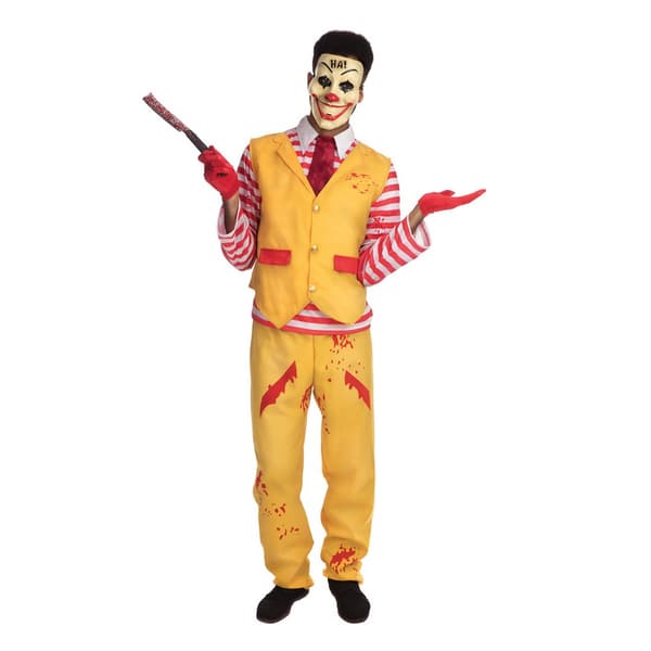 Bristol Novelty Mens Dapper Clown Halloween Costume Yellow/White/Red XL