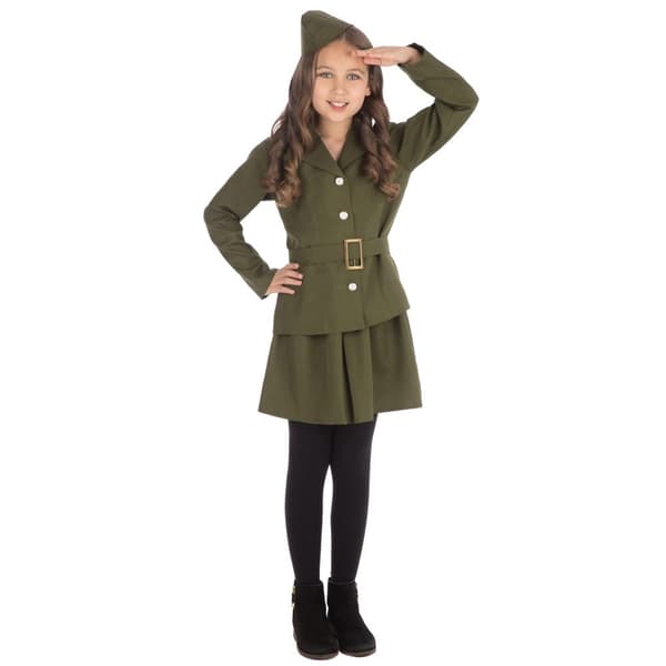Bristol Novelty Girls WW2 Soldier Costume Green S