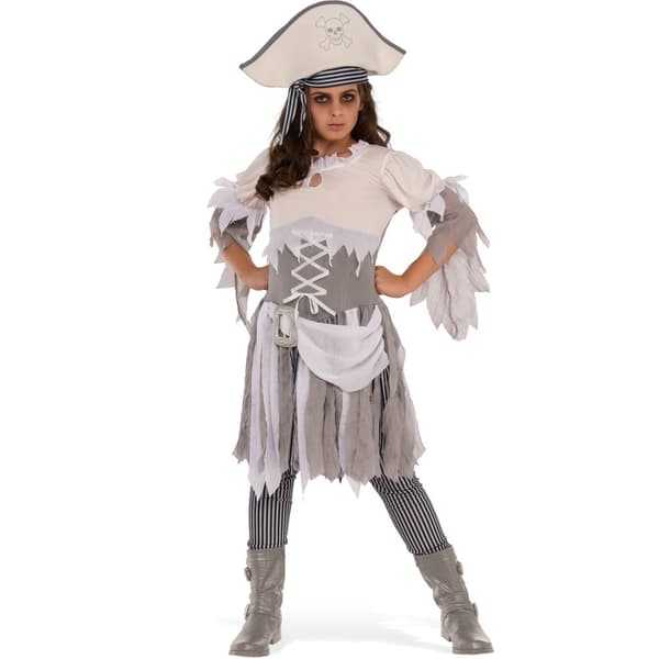 Bristol Novelty Childrens Girls Ghostly Pirate Costume Black/White/Grey S