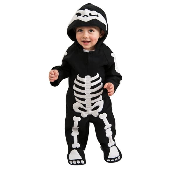 Bristol Novelty Drenge skelet alt-i-én Halloween kostume Black/White Toddler