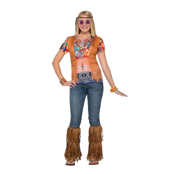 Bristol Novelty Womens/Ladies Hippie Gal 3D T-Shirt Multicoloured 10-14 UK