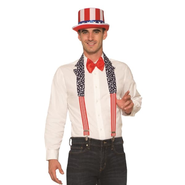 Bristol Novelty Mens USA Patriotic Collar and Braces Set Red/White/Blue One Size