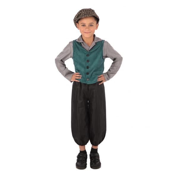 Bristol Novelty Boys Victorian Costume Green/Grey/Black L