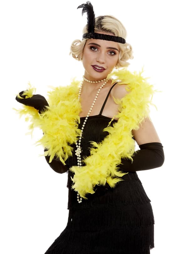 Funidelia | Boa gul för dam och herr ▶ 20 tals, Cabaret, Gangster, Decennier - Gul, accessoarer för maskeraddräkter