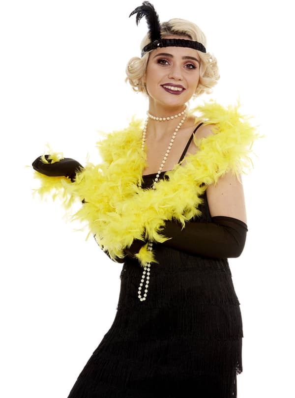 Funidelia | Boa gul för dam och herr ▶ 20 tals, Cabaret, Gangster, Decennier - Gul, accessoarer för maskeraddräkter